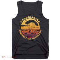 Paraglider Silhouette Retro Sunset Tank Top thumb 0