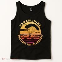 Paraglider Silhouette Retro Sunset Tank Top thumb 2