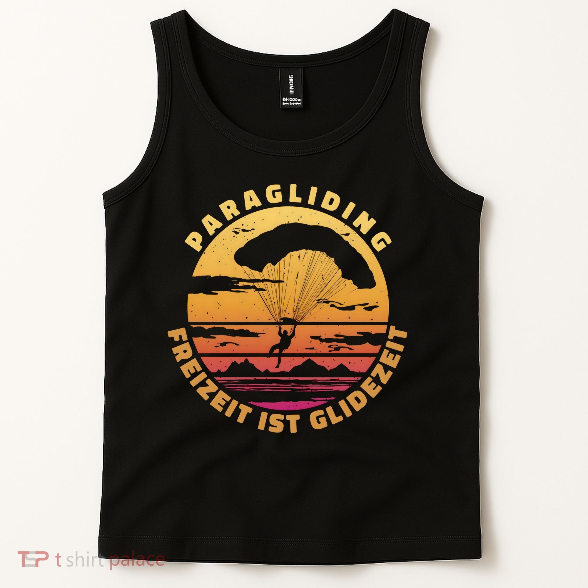 Paraglider Silhouette Retro Sunset Tank Top