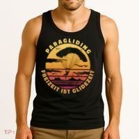 Paraglider Silhouette Retro Sunset Tank Top thumb 3