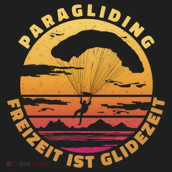 Paraglider Silhouette Retro Sunset Golf Towel
