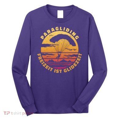 Paraglider Silhouette Retro Sunset Long Sleeve Shirt