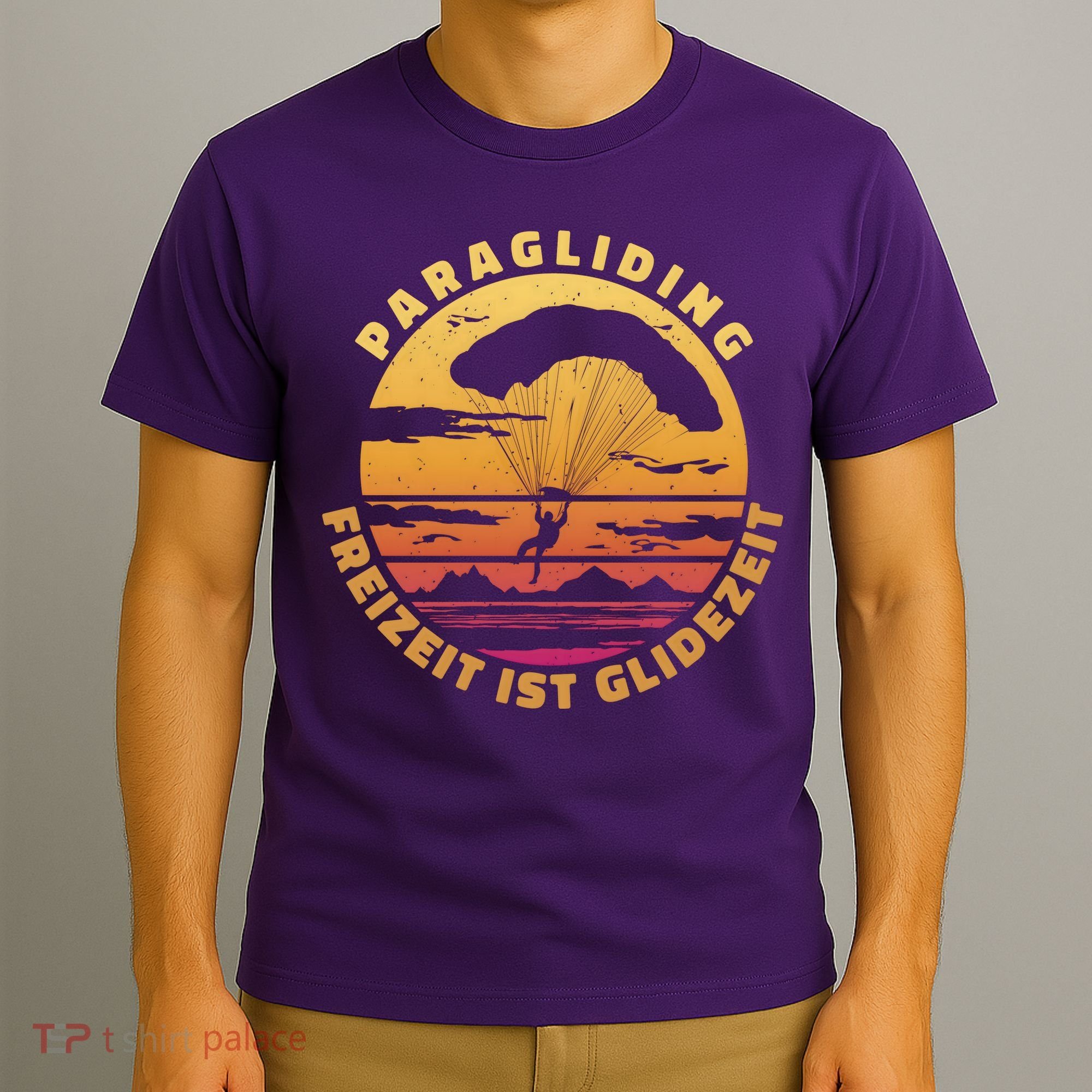Paraglider Silhouette Retro Sunset T-Shirt