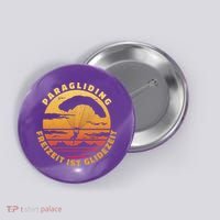 Paraglider Silhouette Retro Sunset Button thumb 0