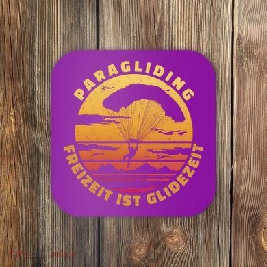Paraglider Silhouette Retro Sunset Coaster