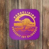 Paraglider Silhouette Retro Sunset Coaster thumb 0