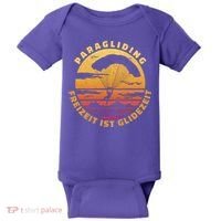Paraglider Silhouette Retro Sunset Baby Bodysuit thumb 0