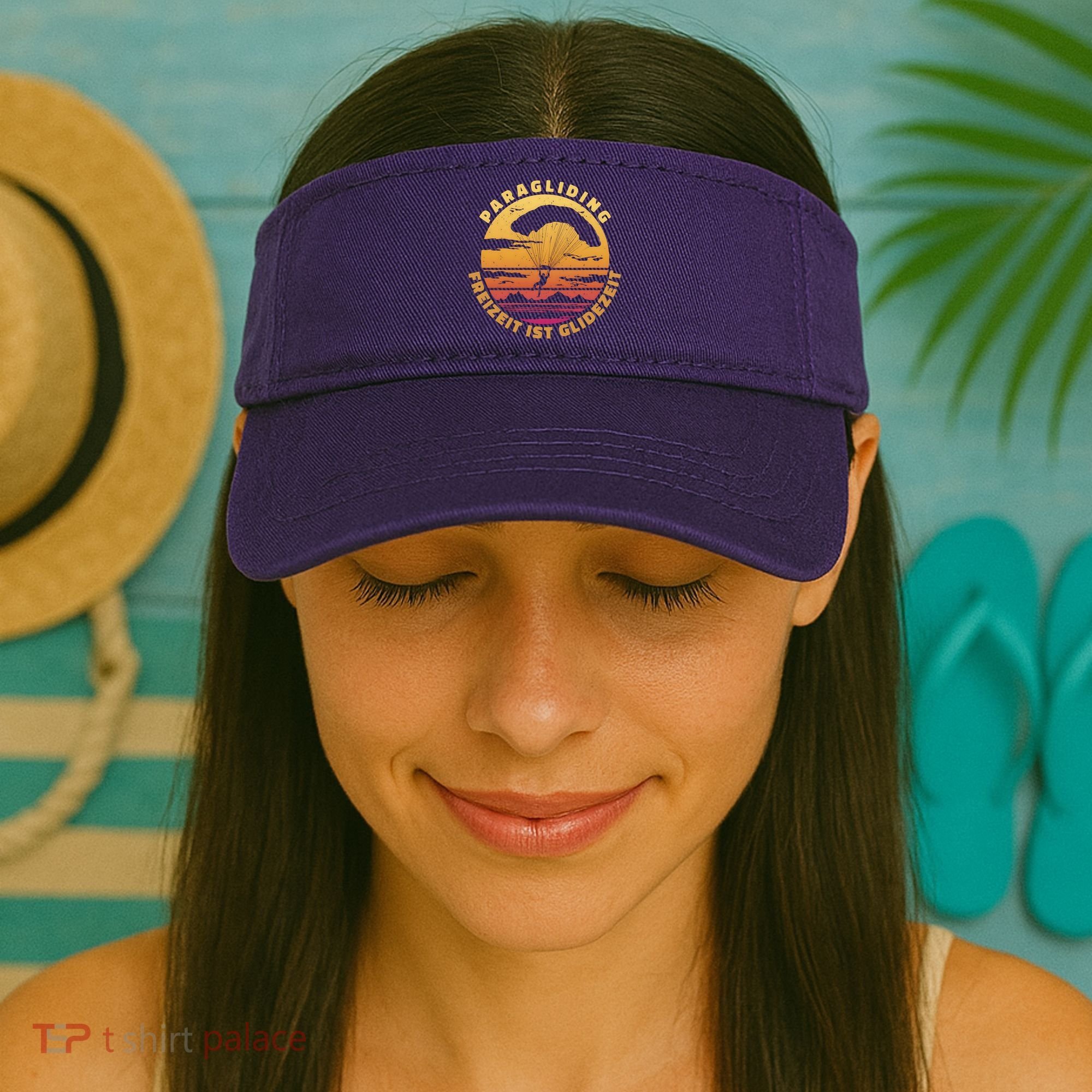 Paraglider Silhouette Retro Sunset Visor