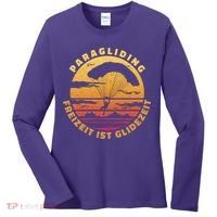 Paraglider Silhouette Retro Sunset Women's Long Sleeve Shirt thumb 0