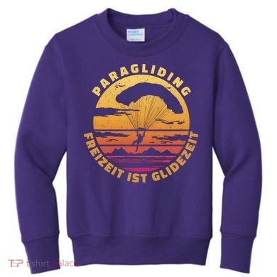 Paraglider Silhouette Retro Sunset Kids Sweatshirt