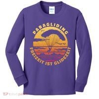 Paraglider Silhouette Retro Sunset Kids Long Sleeve Shirt thumb 0