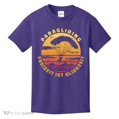 Paraglider Silhouette Retro Sunset Kids T-Shirt