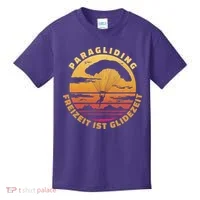 Paraglider Silhouette Retro Sunset Kids T-Shirt thumb 0