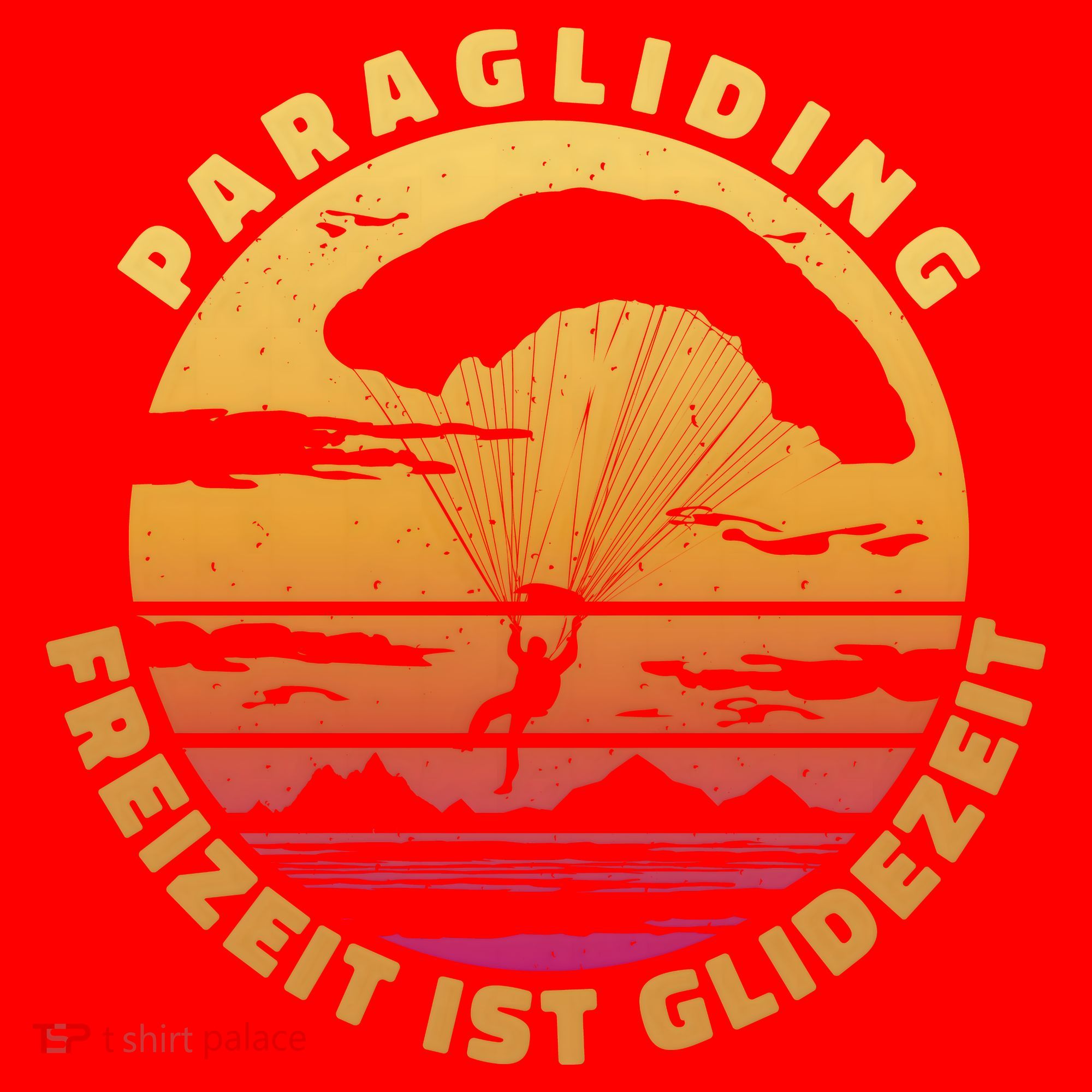 Paraglider Silhouette Retro Sunset Santa Hat