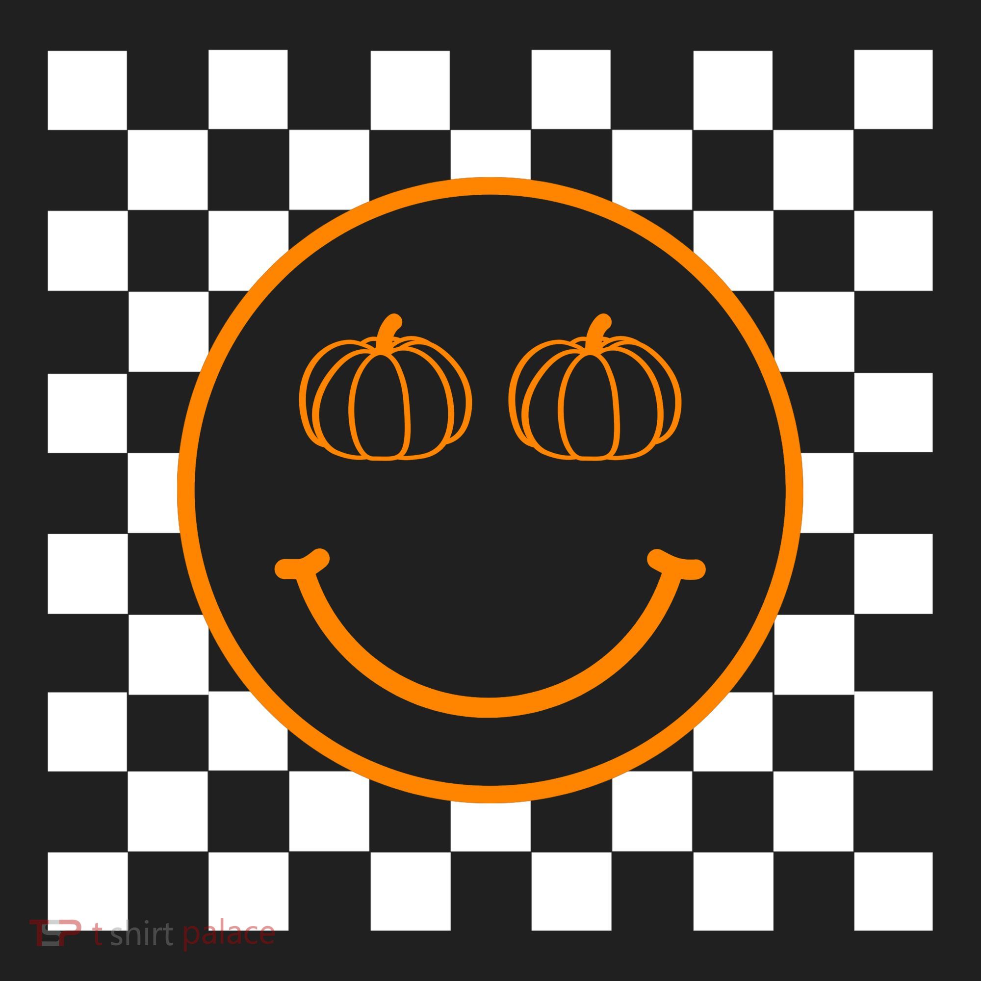 Pumpkin Smiley Retro Checkered Women's Sweatshirt