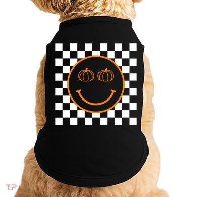 Pumpkin Smiley Retro Checkered Doggie Tank