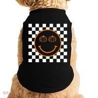 Pumpkin Smiley Retro Checkered Doggie Tank thumb 0
