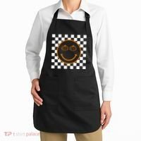 Pumpkin Smiley Retro Checkered Apron thumb 2