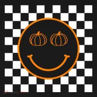 Pumpkin Smiley Retro Checkered Sweatshirt thumb 3
