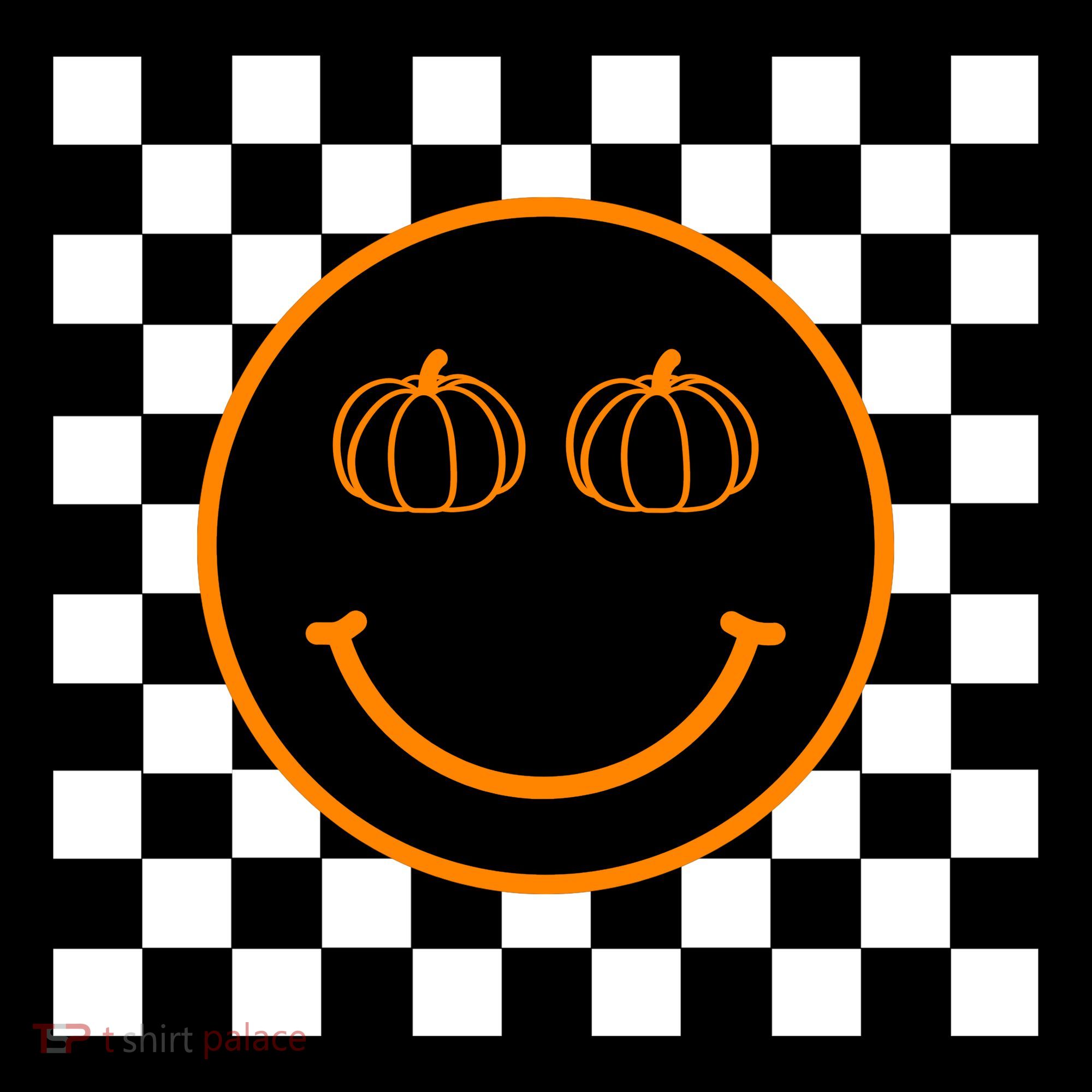 Pumpkin Smiley Retro Checkered Bucket Hat
