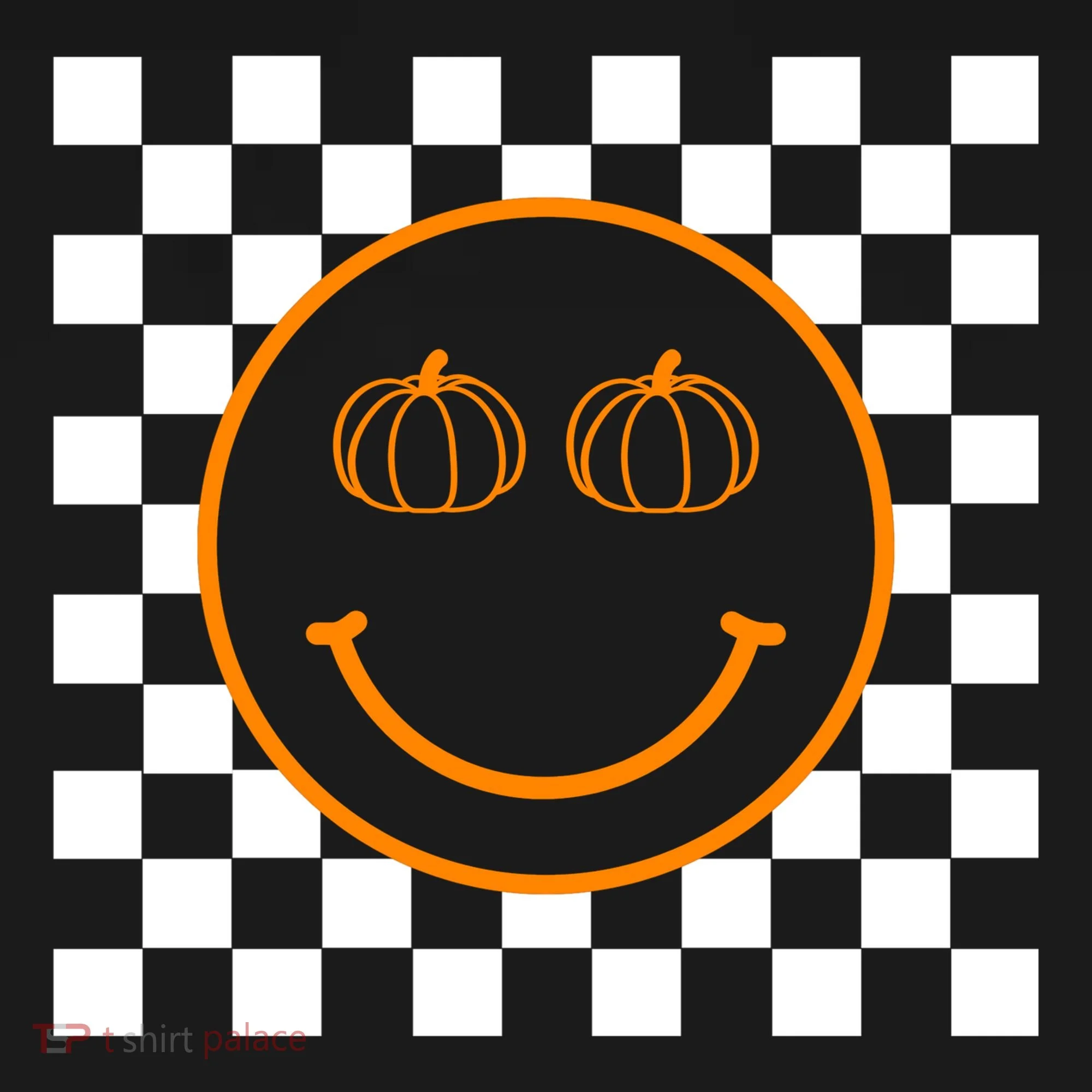 Pumpkin Smiley Retro Checkered Bucket Hat