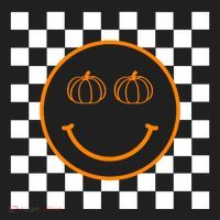 Pumpkin Smiley Retro Checkered Beanie thumb 2