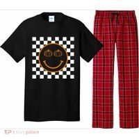 Pumpkin Smiley Retro Checkered Pajama Set thumb 0