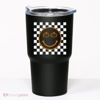 Pumpkin Smiley Retro Checkered Tumbler thumb 0