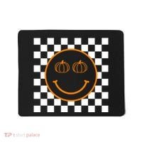 Pumpkin Smiley Retro Checkered Mousepad thumb 0