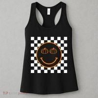 Pumpkin Smiley Retro Checkered Women's Tank Top thumb 3