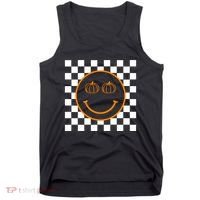 Pumpkin Smiley Retro Checkered Tank Top thumb 0