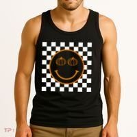 Pumpkin Smiley Retro Checkered Tank Top thumb 3