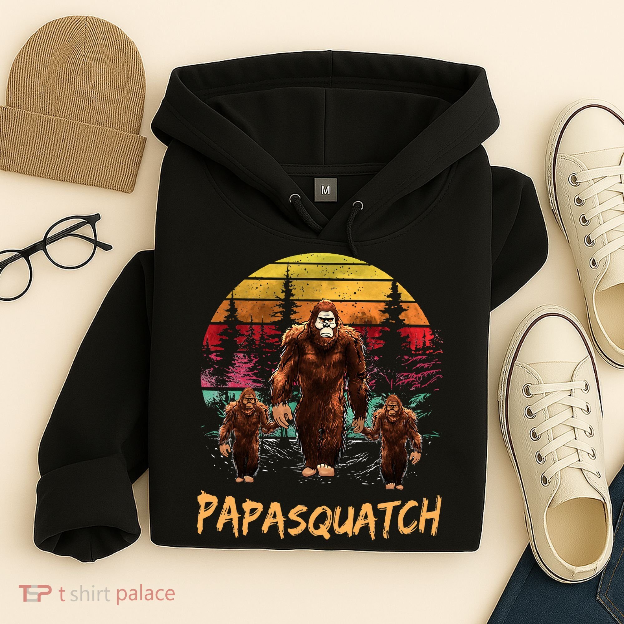 Papa Squatch Retro Bigfoot Dad Sasquatch Yeti Fathers day Hoodie