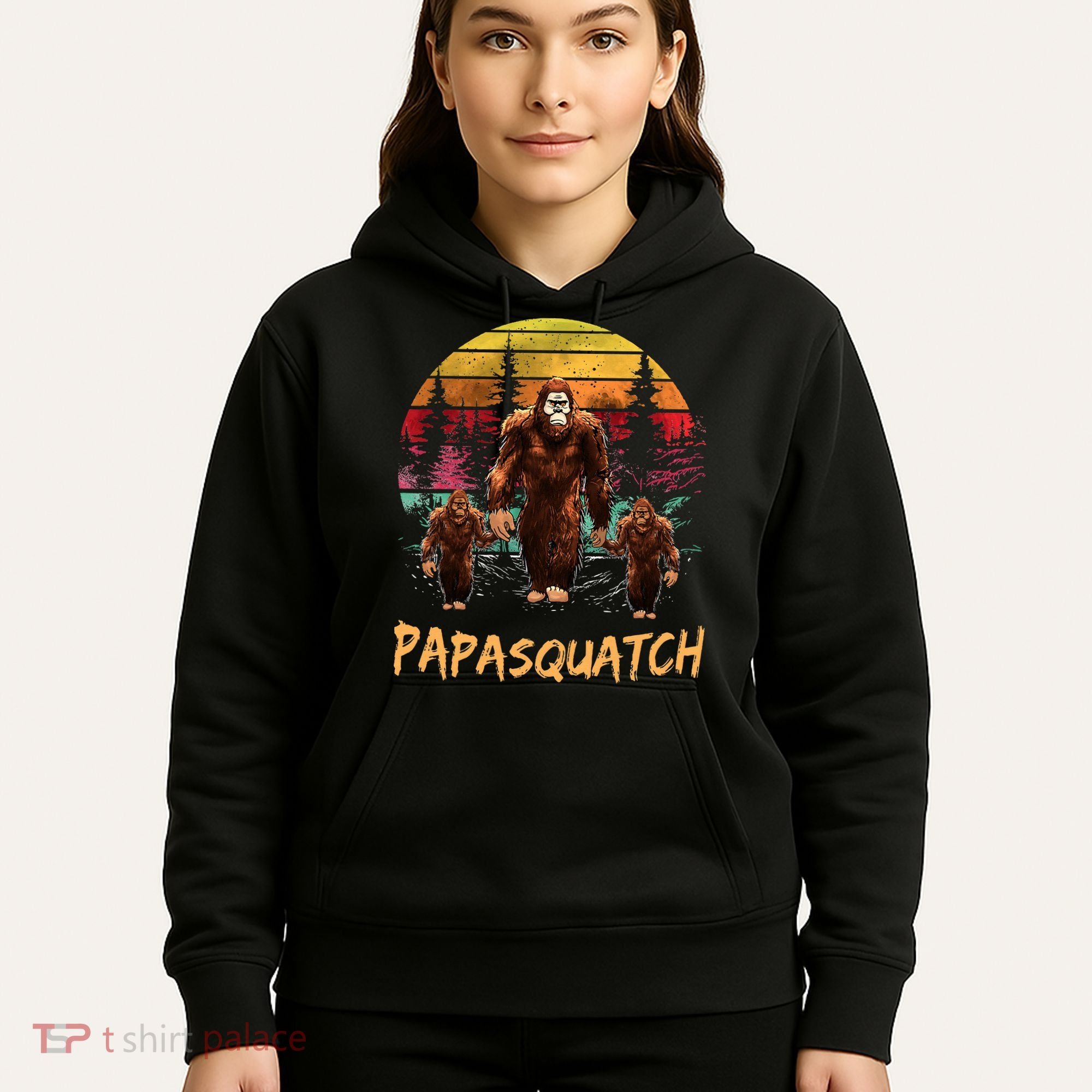 Papa Squatch Retro Bigfoot Dad Sasquatch Yeti Fathers day Hoodie