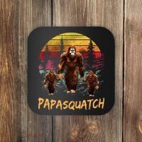 Papa Squatch Retro Bigfoot Dad Sasquatch Yeti Fathers day Coaster thumb 0