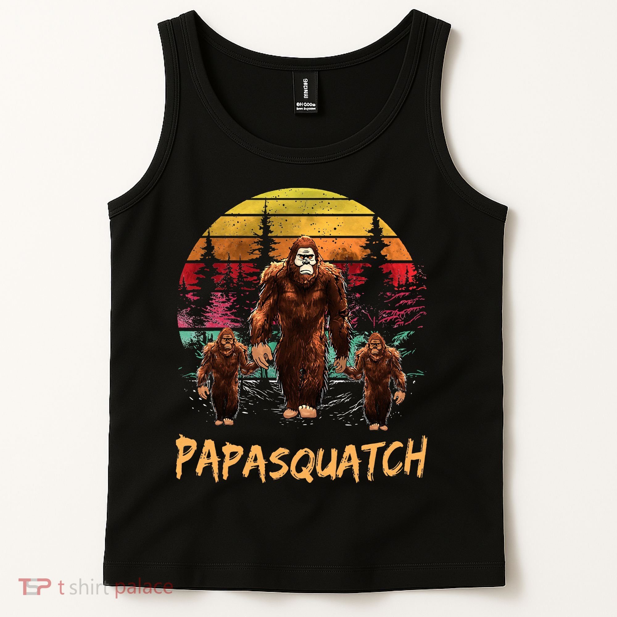 Papa Squatch Retro Bigfoot Dad Sasquatch Yeti Fathers day Tank Top