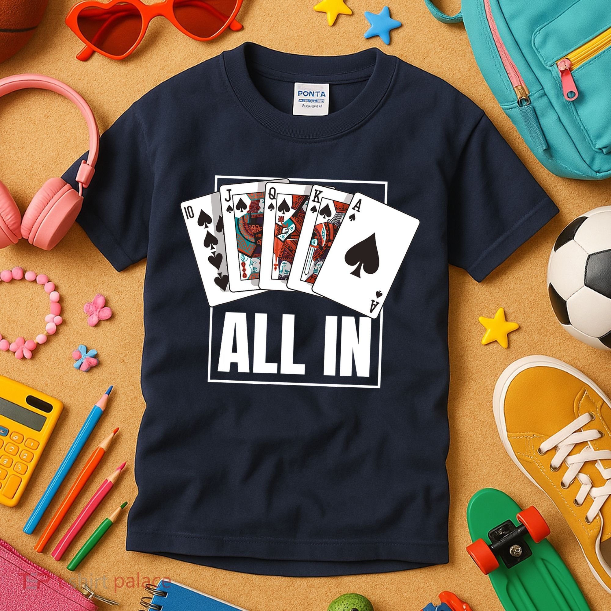Poker Shirt Royal Flush All In Poker Player Texas Holdem Kids T-Shirt