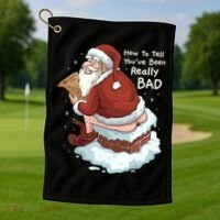 Pooping Santa Really Bad Naughty List Gift Christmas Meaningful Gift Golf Towel thumb 1