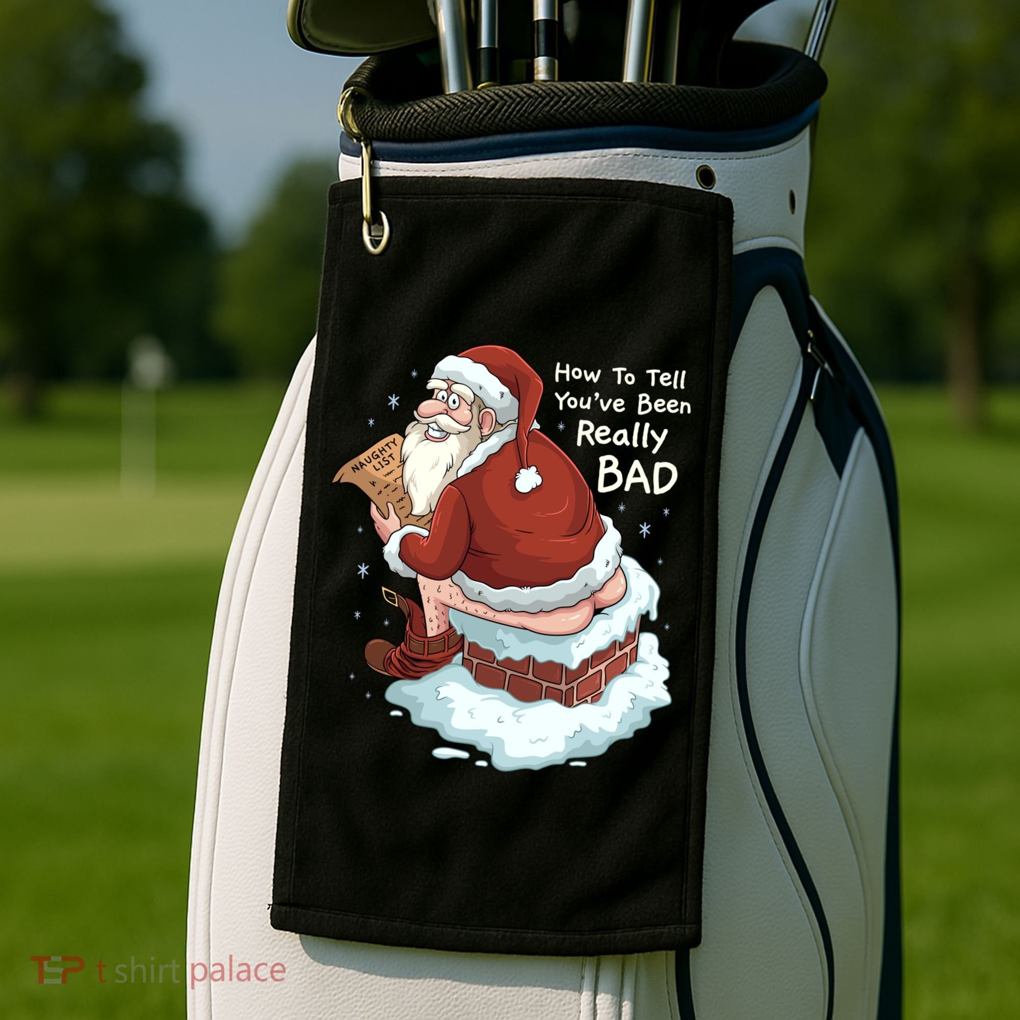 Pooping Santa Really Bad Naughty List Gift Christmas Meaningful Gift Golf Towel
