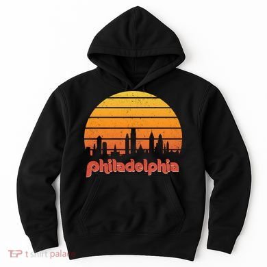 Philadelphia Skyline Retro Sunset Vintage Philly Hoodie