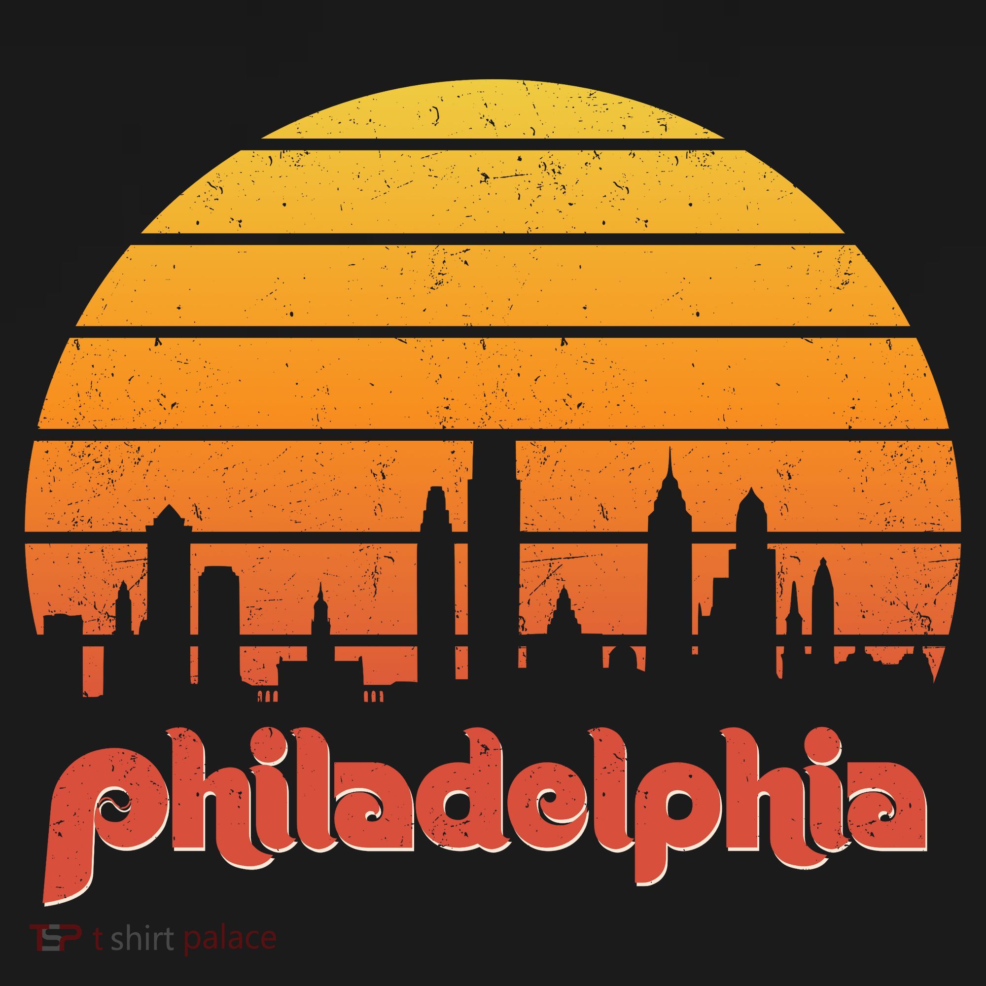 Philadelphia Skyline Retro Sunset Vintage Philly T-Shirt