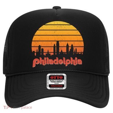 Philadelphia Skyline Retro Sunset Vintage Philly Hat