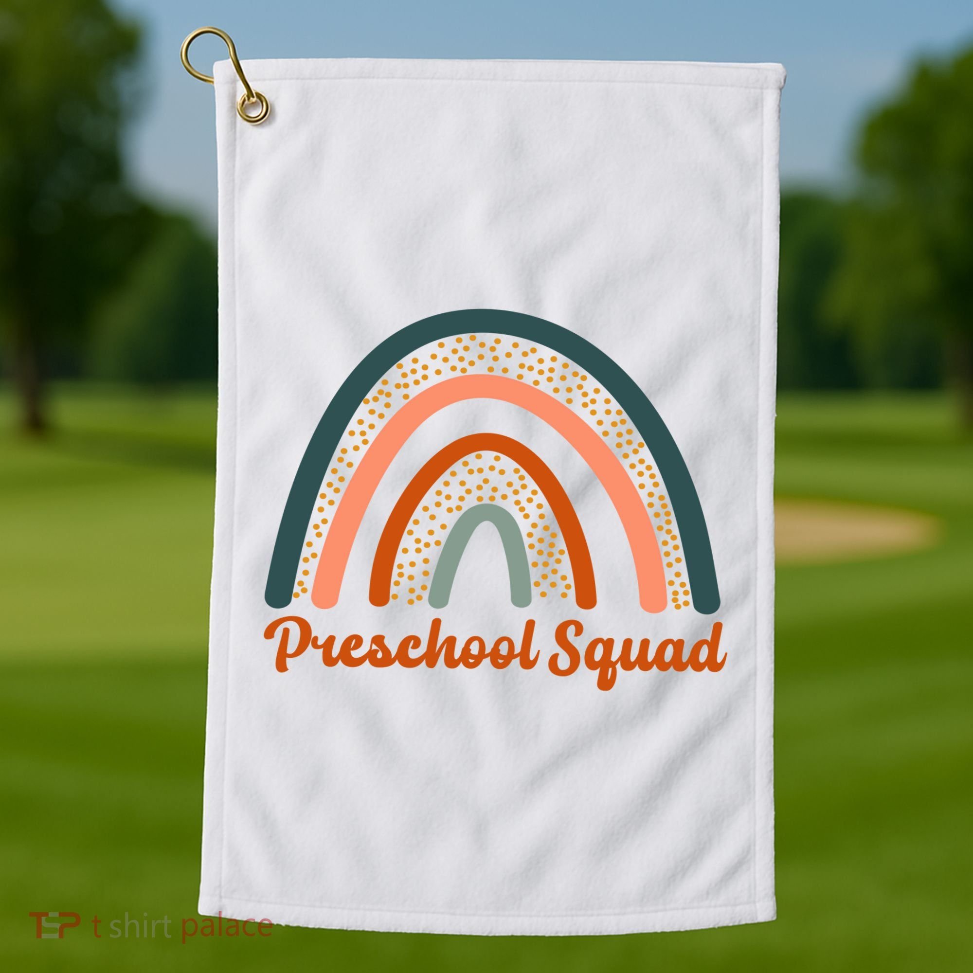 Preschool Squad Rainbow Back To School Golf Towel