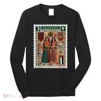 Palestine Stamp Retro Palestine Women Palestinian Flag Gaza Long Sleeve Shirt thumb 0