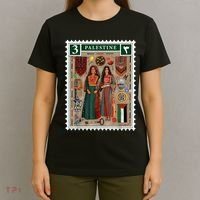 Palestine Stamp Retro Palestine Women Palestinian Flag Gaza T-Shirt thumb 4