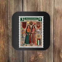 Palestine Stamp Retro Palestine Women Palestinian Flag Gaza Coaster thumb 0