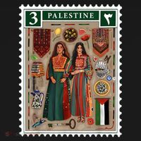 Palestine Stamp Retro Palestine Women Palestinian Flag Gaza Women's Hoodie thumb 2