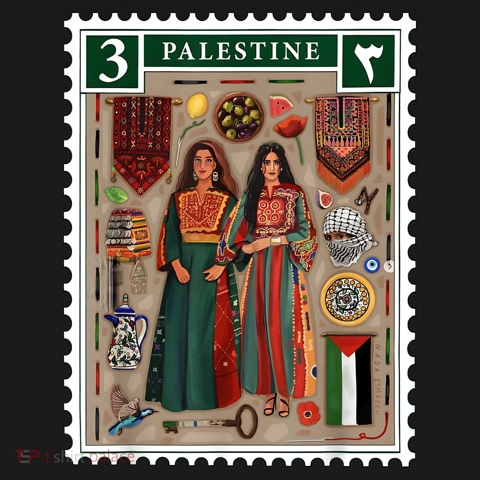 Palestine Stamp Retro Palestine Women Palestinian Flag Gaza Women's Tank Top