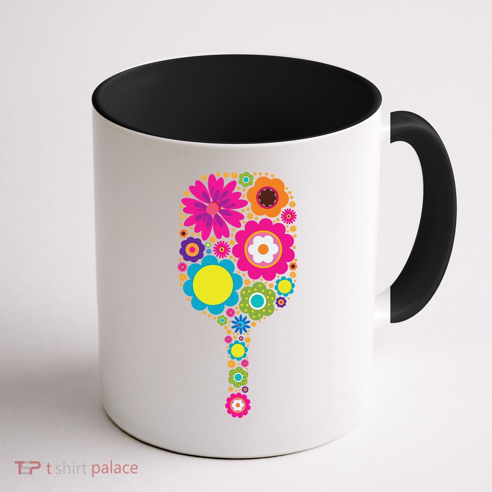 Pickleball Sports Racquet Racket Paddle Flowers Coffee Mug