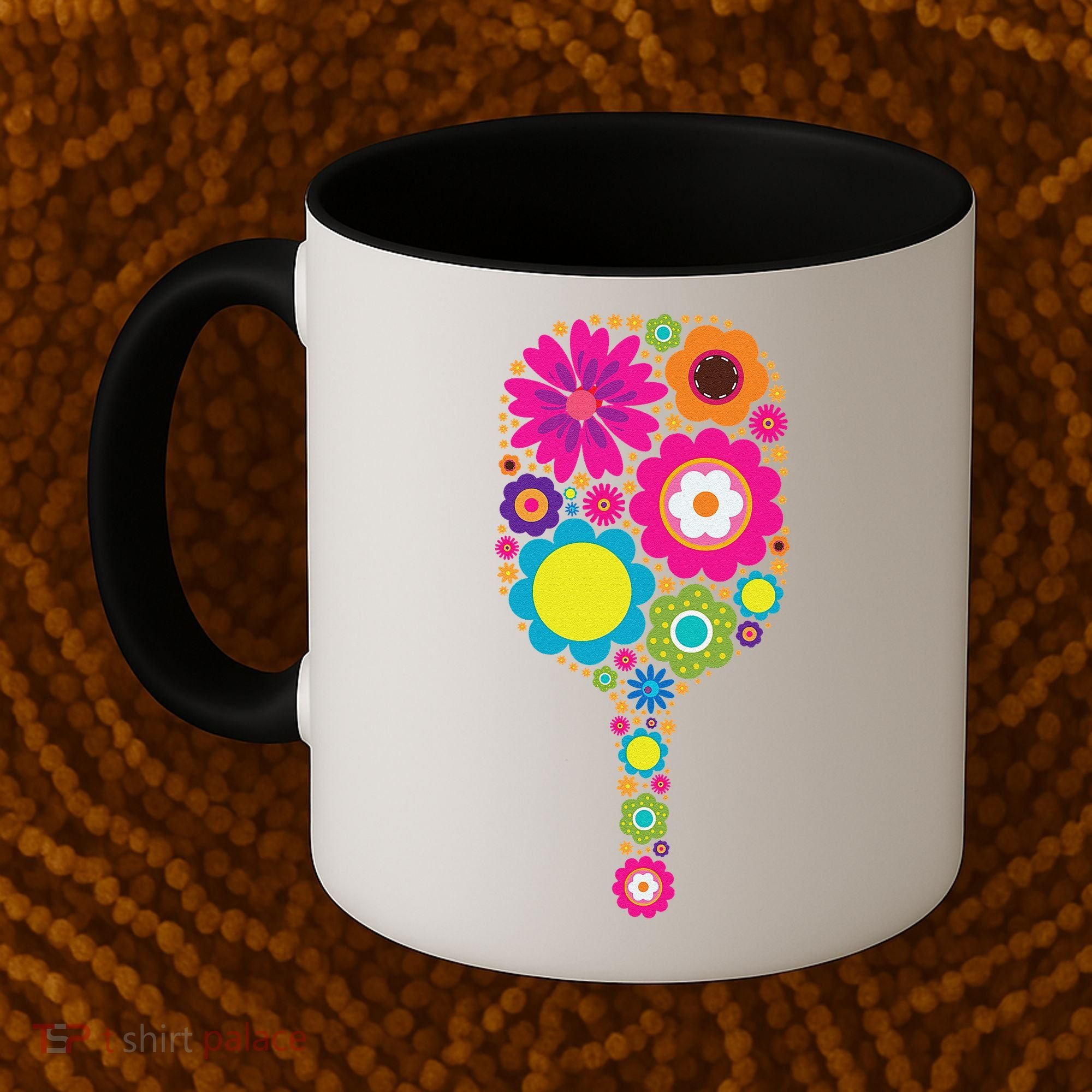 Pickleball Sports Racquet Racket Paddle Flowers Coffee Mug
